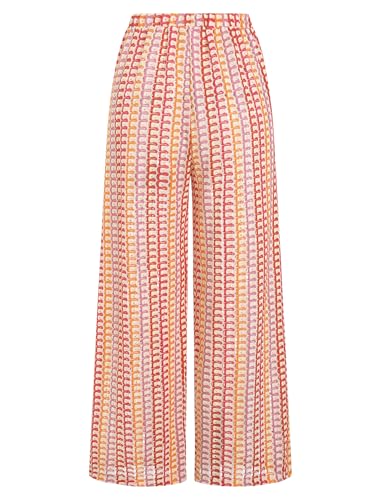 Image of ZAFUL Womens Beach Cover Up Pants Sexy Crochet Drawstring Elastic Boho Swimsuit Cover Up Long Pants Beach Wear