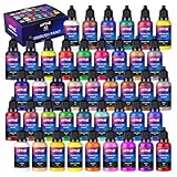 Airbrush Paint, ARTME 42 Colors Ready to Spray, Opaque & Water Based Acrylic Airbrush Paint Set Including Metallic & Neon Colors, Premium Airbrush Paints for Artists, Hobbyist, 20ml/0.7 oz Each Bottle