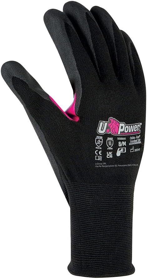 U-Power Love Work Gloves Safety Support Nylon Spandex Stretch Nitr