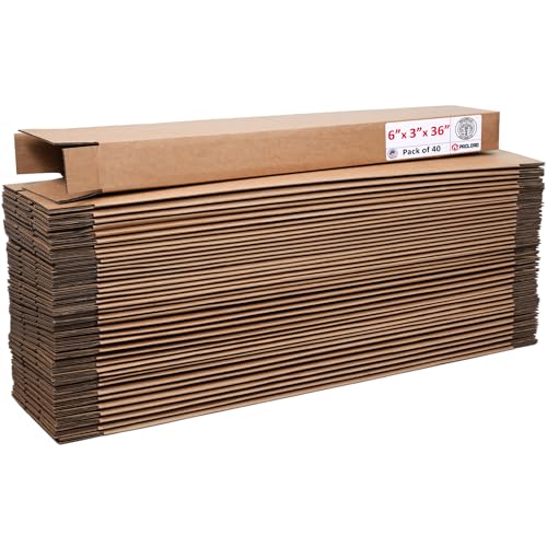 Image of Tall Cardboard Boxes 6 inchL x 3 inchW x 36 inchH (Pack of 40) - USA-Made Packing Boxes for Moving, Shipping, or Storage - USPS, UPS, FedEx Approved - Professional Packing Supplies for Moving | USA-Made Packing Boxes for Moving, Shipping, or Storage - USPS, UPS, FedEx Approved - Professional Packing Supplies