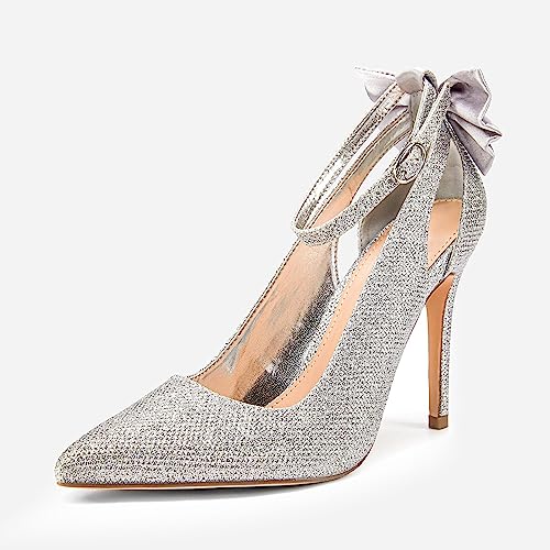 Image of Fashare Womens High Heels Bow Tie Back Sexy Stiletto Ankle Strap Wedding Dress Pumps Shoes
