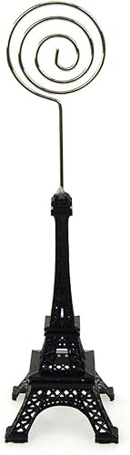 Firefly Imports Tarjetero de mesa de la torre Eiffel de metal, 4 pulgadas, remolino (negro)