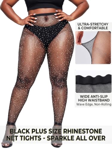 Image of VINICUNCA Sparkly Fishnet Stockings for Women Colorful Tights Plus Size