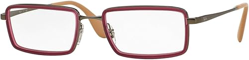 Ray-Ban RX6337 - 2857 - Lentes de color púrpura-rojizo marco de bronce con lente de demostración transparente de 2.087 in, Púrpura rojizo Gunmetal
