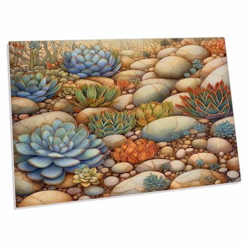 3dRose Cactus and Stones Background - Desk Pad Place Mats