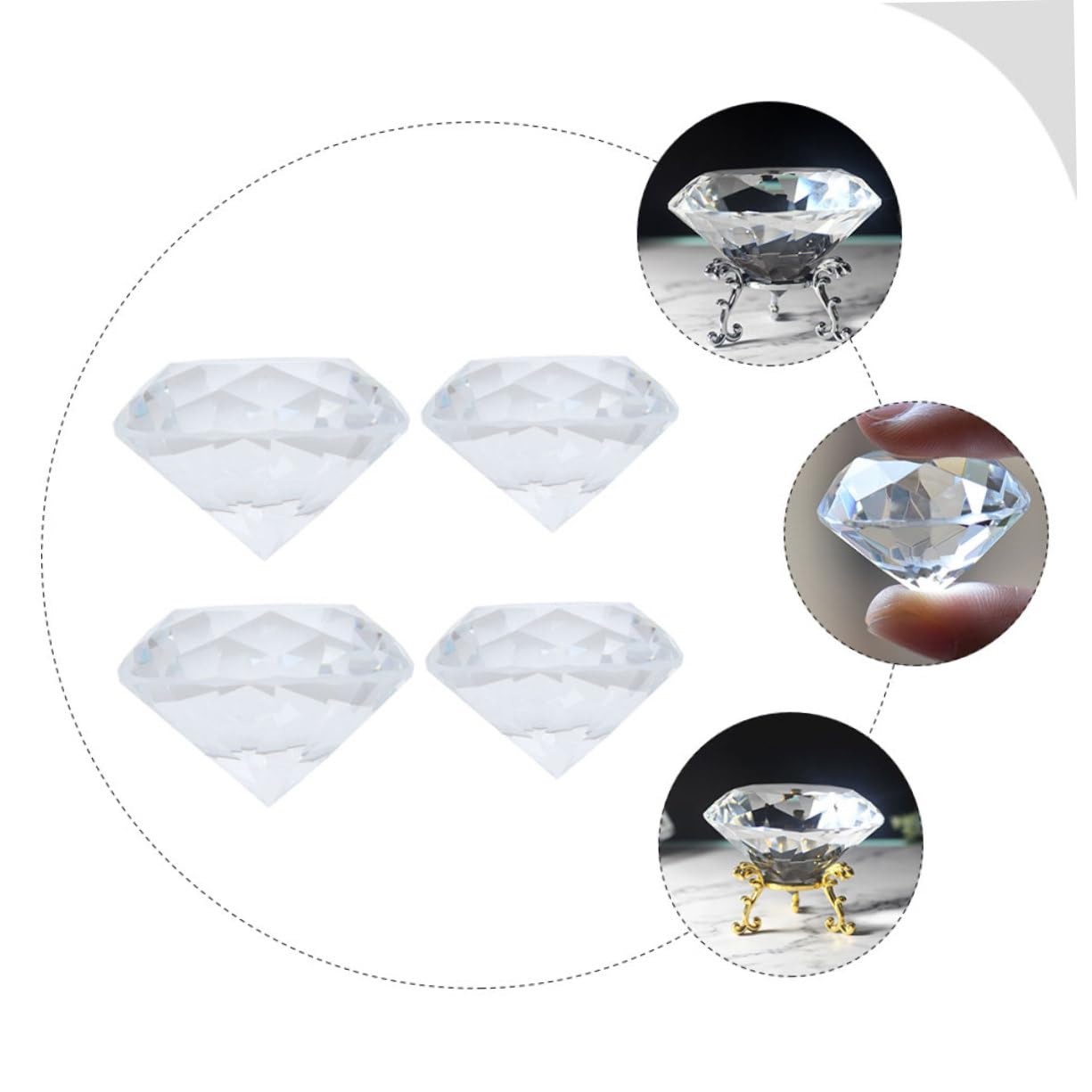 Kisangel Adorno de Diamante Falso de Cristal 4 Piezas para Manicura