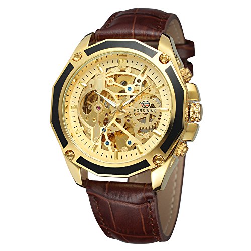 FORSINING Men's Skeleton Mechanical Watch Reloj Automatic Movtment Male Clock with Genuine Leather Strap FORSINING Men's Skeleton Mechanical Watch Reloj Automatic Movtment Male Clock with Genuine Leather Strap