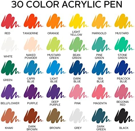 30 Colours Permanent Markers,Acrylic Paint Pens,Rock Painting Pens, Permanent Marker Pen for Glass Stone Wood,Permanent Marker Pen for Adults Kids,Ceramic Craft Supplies2mm Tip)