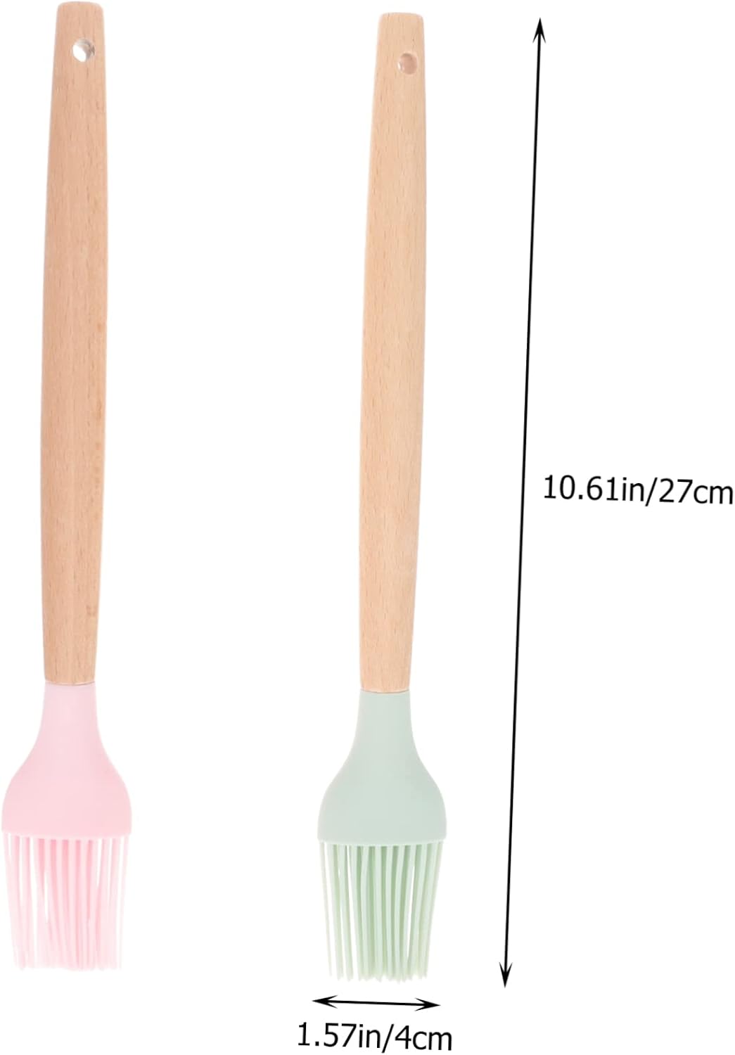 SOLUSTRE 2pcs Multi-purpose Cooking Brush Baking Oil Brush for Meat Pastries Cakes Silicone Basting Wooden Handle Easy to Clean