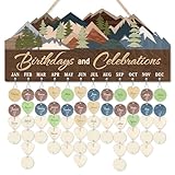 TOARTi Woodland Themed Family Birthday Calendar Wall Hanging(15.7''x7'') with 100 pcs Tags, DIY Rustic Birthday Celebration Reminder Board, Birthday Calendar Tracker Wooden Plaque for Home Office