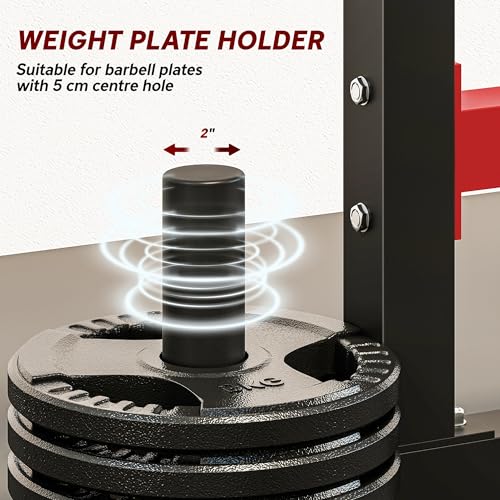 Image of Soozier Adjustable Squat Rack, Multi-Functional Bench Press Rack, Heavy Duty Steel Barbell Stand with Weight Plate Holders for Weight Lifting and Home Gym Strength Training, 660lbs Max Load