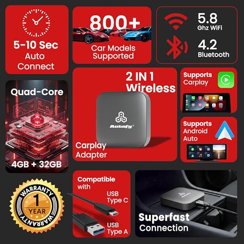 Image of Autofy K713C 4GB RAM 32GB Storage with PlayStore *Download Unlimited Apps* Video Box Wireless Carplay Adapter Works Only with Cars Having Wired CarPlay Auto Reconnect Plug-Play Car Accessories