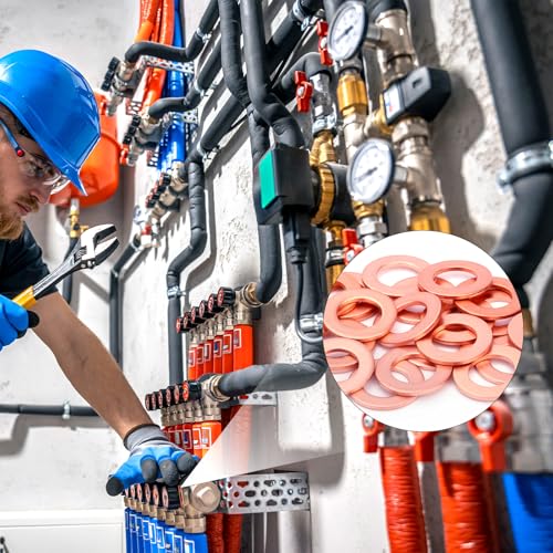 Mbsomnus Kupferdichtringe M18 x 24 mm Ölablassschraube Dichtung 15 Stück Kupferringe Sortiment Massive Kupferscheiben Kupfer Unterlegscheiben Set für Kraftstoffzubehör Ölleitungsverbindung