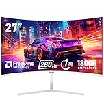 Gawfolk 27 Inch PC computer screen,1800R Curved Gaming 280Hz Monitors, FHD1080p 1ms without Bezel, freesync, 98%sRGB,178 ° Angle View HDMI DisplayPort, Compatible with Wall-Mounted VESA100*100MM-White
