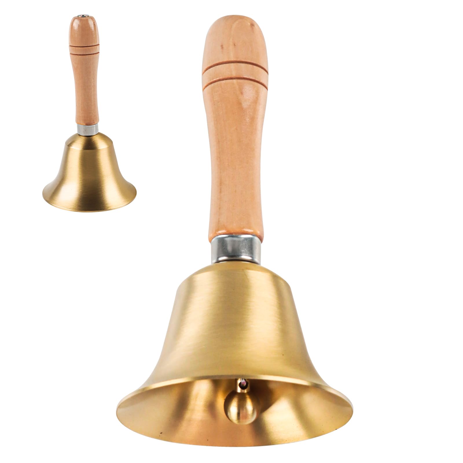 Massivmessing Rufglocke, Goldene Handglocke Mit Holzgriff, Klassisch, Super Laute Handglocke Für Hochzeit, Büro, Abendessen, Hotelservice, Meditationsgebet