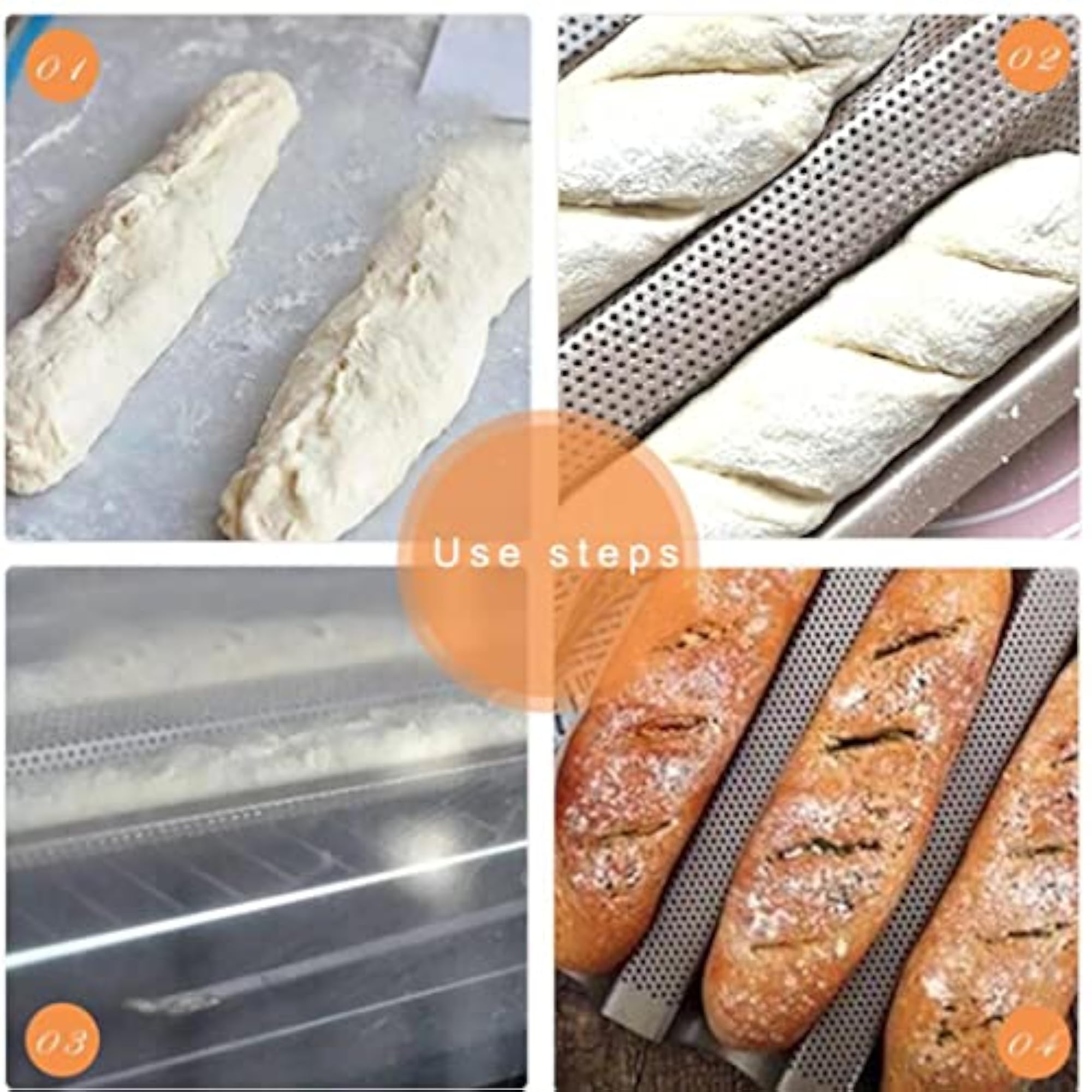 Perforated Baguette Pan French Bread Tray, Bakeware
