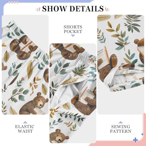 ALAZA Bears Read Books Cute Pajamas Bottoms with Pockets Comfy Pjs Sleepwear Elastic Waistband Pajamas Pants Lounge Pants for 6-14 Years4