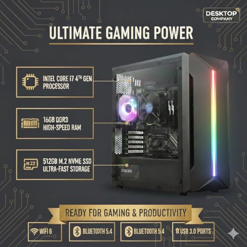 Image of Desktop PC | Core i7 4th Gen | 16GB RAM | 512GB SSD | 5G WiFi 6 + Bluetooth 5.4 | HD Graphics 4600| HDMI /VGA /USB 3.0 | Windows 11 Pro & Office 2021 Installed | 2-Year On-Site Warranty
