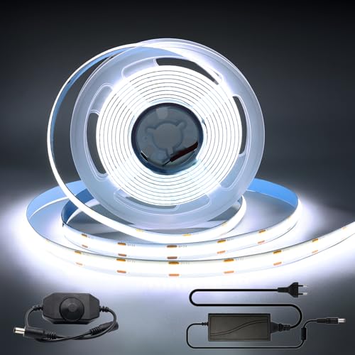 Arotelicht COB LED Strip Flexibele LED Strip High Density 3m 320LEDs/m 960LEDs helder wit 12V 6000K Dimbaar met dimmer adapter IP20 voor TV achtergrondverlichting slaapkamer interieur decoratie