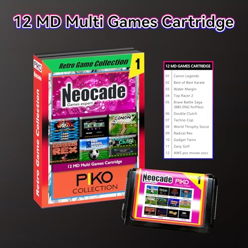 NEOCADE Console de Jeux pour Mega Drive, MD Retro Game Console, avec 12 Cartouches Mega Drive et manettes, 18 Jeux NES préinstallés – Image 3