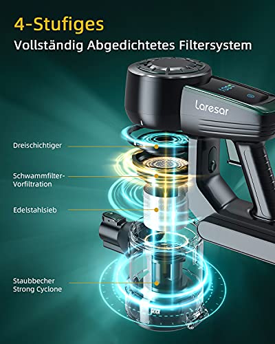 Laresar Akku Staubsauger, 30000 Pa Saugleistung bis zu 35 Min Laufzeit 4-in-1-Staubsauger beutellos kabellos mit Display… - Image 7