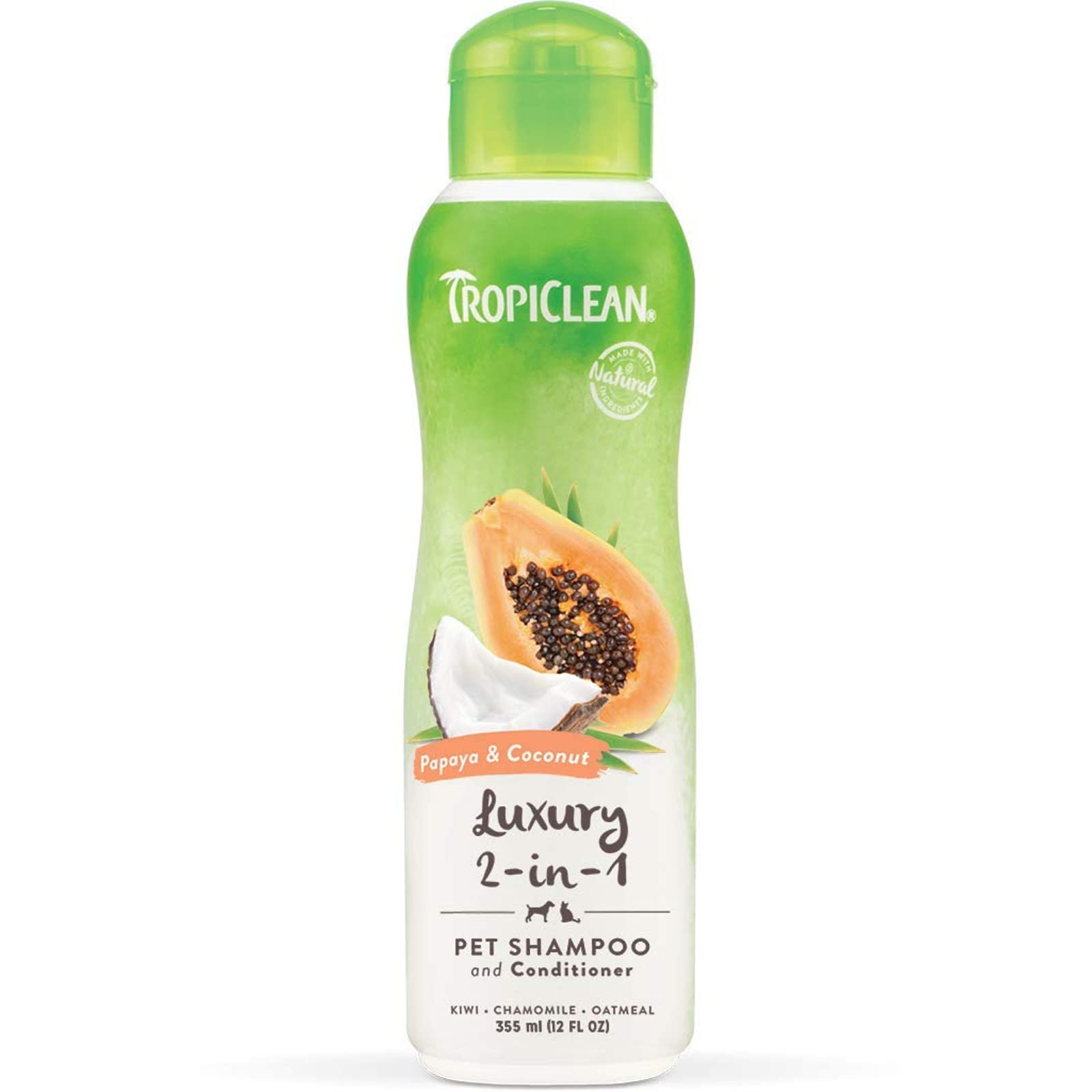 Tropiclean 2 in 1 Shampoo and Conditioner for Pets with Papaya and Coconut, Replenish Natural Moisture Balance of the Skin and Coat and Gives Whiter and Brighter Coats, Naturally Derived Shiny, And Looking Great, Made in USA 355 ml (B09B4TY1LK) Amazon Price History, Amazon Price Tracker
