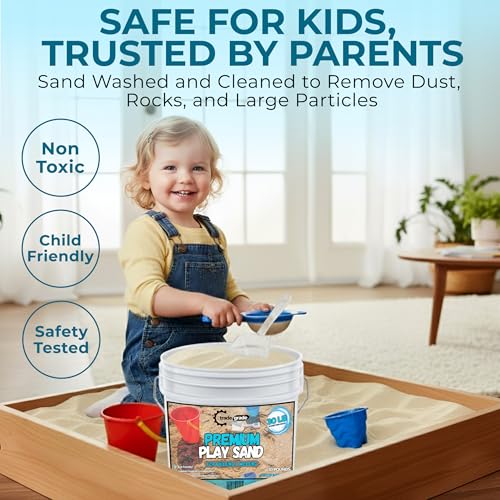 Image of Trade Grade Play Sand for Sandbox Sand for Kids - 45 lb Bucket Natural Play Sand for Kids, Sensory Play, Tables, & Outdoor Fun, Perfect for Wet Castle Building & Creativity