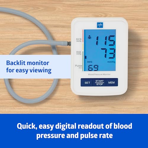 Medline digital Blood Pressure Monitor, Adult Upper Arm Cuff, Digital LCD Display, Stores Up To 90 Readings, Batteries includedes – Image 3