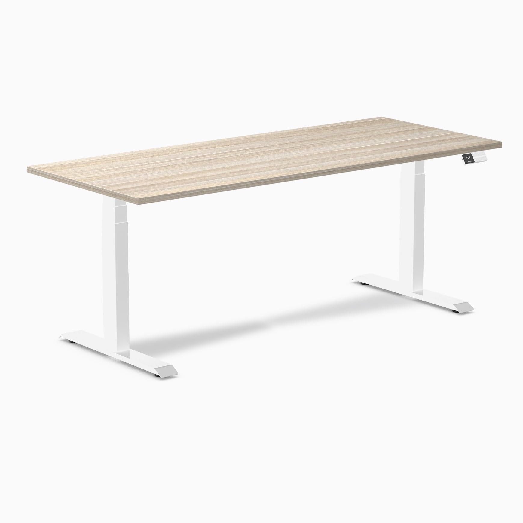 Desky Dual Laminate Sit Stand Desk Classic Oak 70.9" White