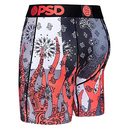 PSD Men's Hot Bandana Flames Boxer Briefs, Multi, L3
