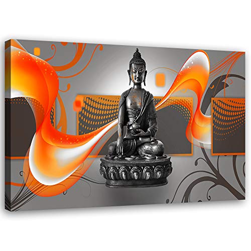 Tableau sur toile XXL Bouddha orange pour une ambiance chaleureuse
