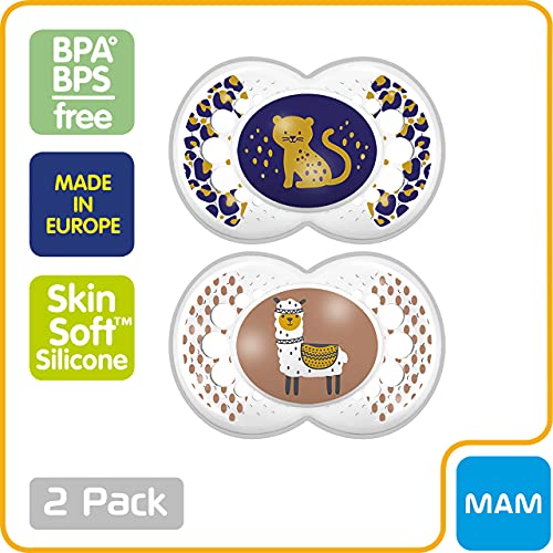 Mam Pacifiers, Baby Pacifier 6+ Months, Best Pacifier For Breastfed Babies, ‘Animal' Design Collection, Unisex, 2-Count #TOP2