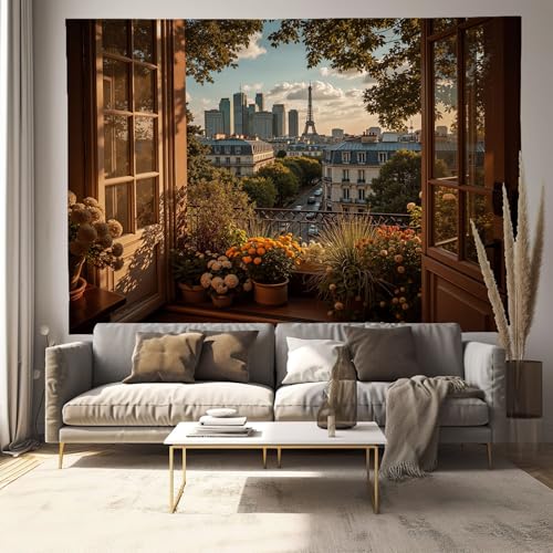 Tapisserie Fleurs au Coucher du Soleil 230x180cm | Grande Décoration Murale Rétro pour Chambre