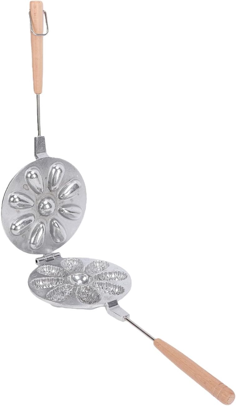 banapoy Walnut Cookie Mold Maker, Anti Stick Oreshki Nut Cookies Shaped Maker, Aluminum Alloy Walnut Press Pastry, Cookies Pastry Baking Tool, Treat Pan for Kitchen (Silver)