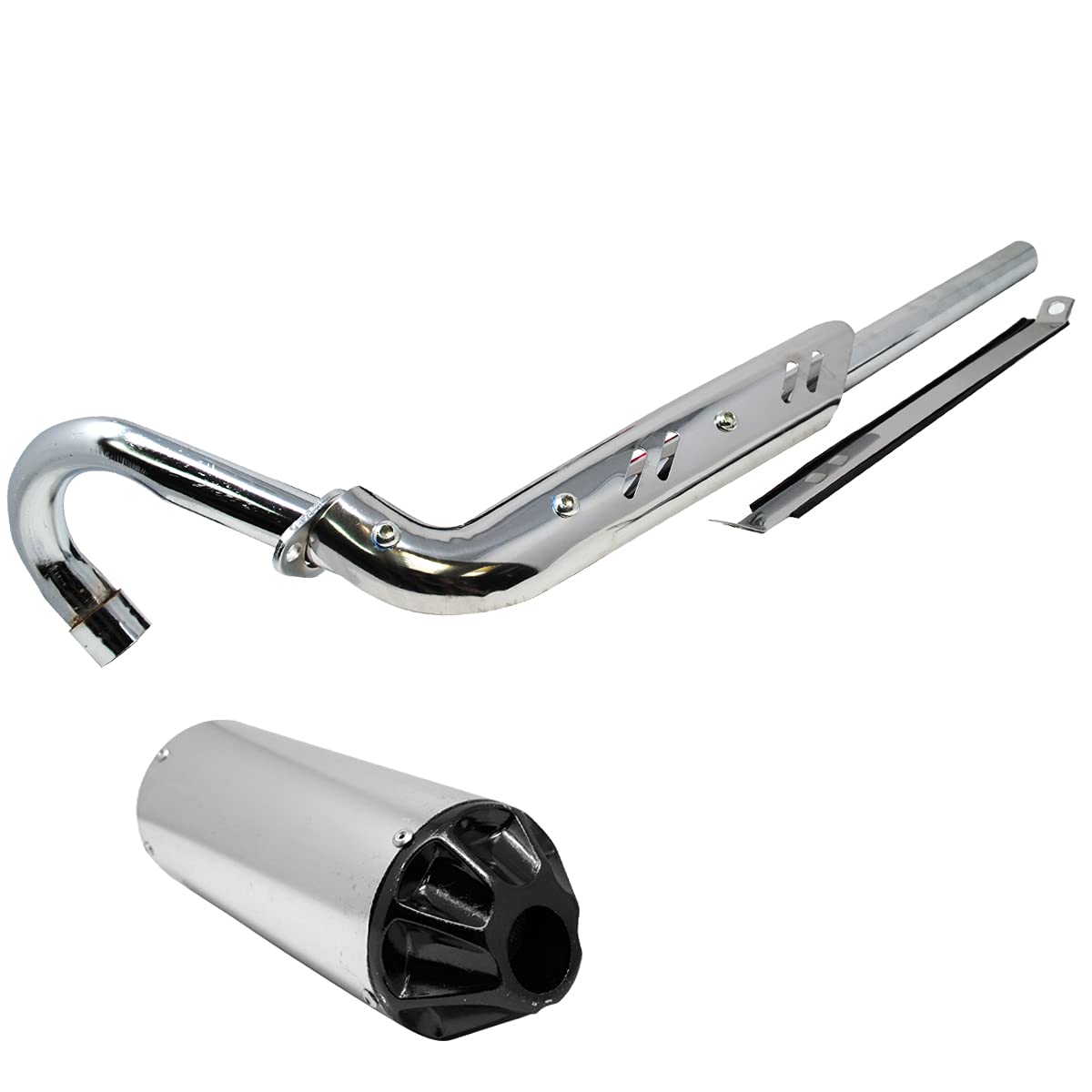 TUBO DE ESCAPE + SILENCIADOR PARA DIRT BIKE PIT BIKE 49cc (Negro)