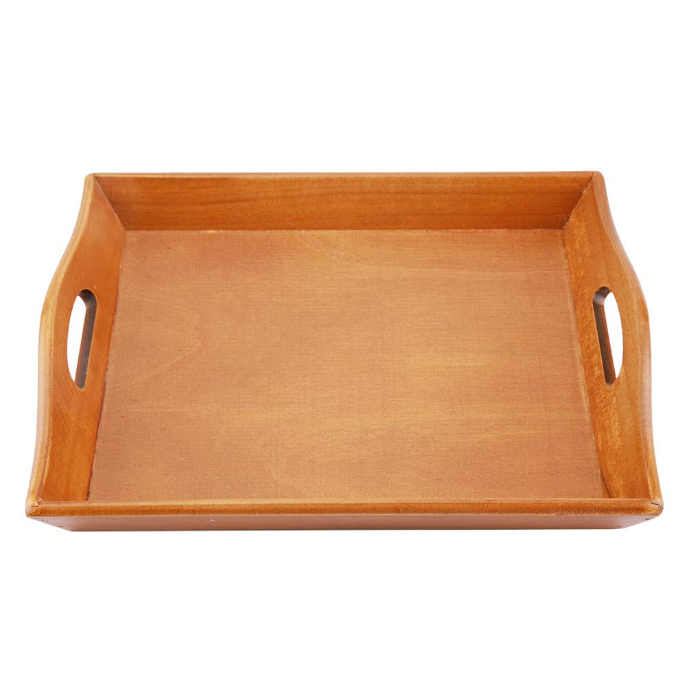 Wooden Serving Tray, Eco-Friendly Food Serving Tray Fruits Serving Tray Coffee Tea Platter (Dark Color)