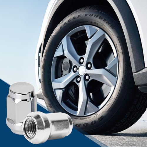Yooyan 20 Radmuttern M12 x 1,5, Radmutterkappen, 60° Kegelbund Geschlossen, für mit Ford, Chrysler, Toyota, Hyundai, Kia, Honda, Mazda (Silber)