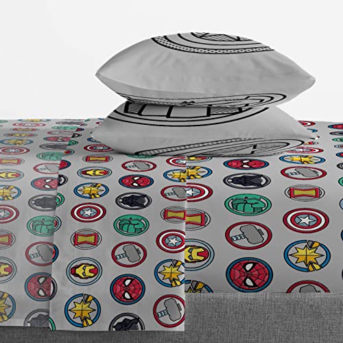 Image of Marvel Avengers Full Size Comforter Set 7 Piece Kids Bedding, Multi | Iron Man Hulk Captain America Thor, Comforter Sheets Shams Pillowcases, Soft Microfiber, Machine Washable, Boys Gift