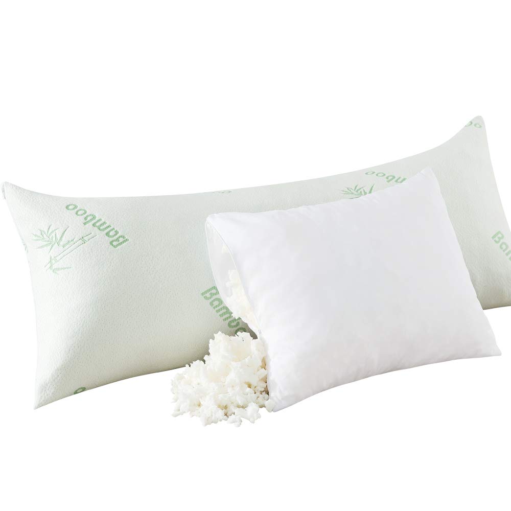 Ubauba Luxury Shredded Memory Foam Body Pillow- Adjustable Firm Long Cooling Large Hug Pillows with Breathable Bamboo Cover for Adults and Sleeping | 20x54 inch
