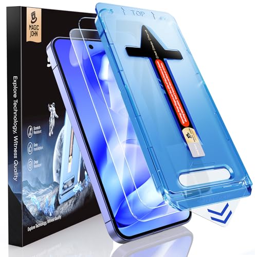 MAGIC JOHN 2 Pack for Google Pixel 9A Tempered Glass Screen Protector Auto Dust-Elimination Bubble Free HD Clear Easy Installation