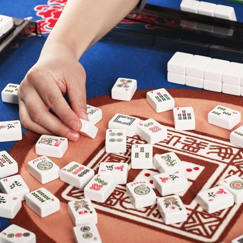 Set de fichas de Mahjong americano con tapete azul miniatura 5