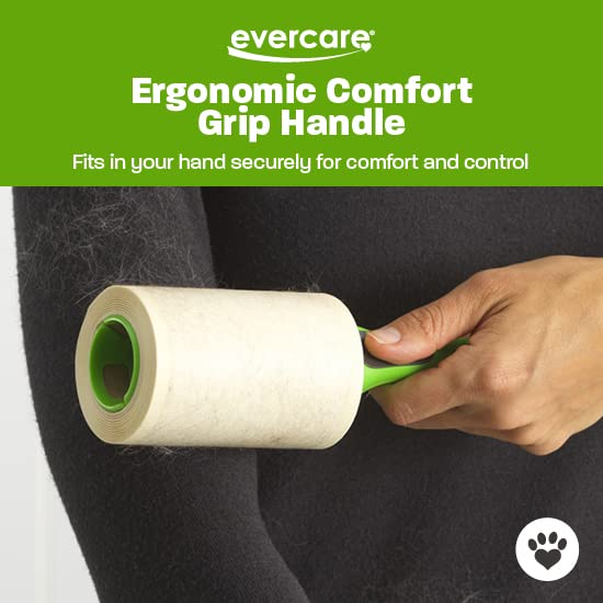 Image of Evercare All Purpose Pet Hair 2 Lint Rollers with 3 Refills, 60 Sheets Each - Manual Reusable Sticky Roller for Pet Hair, Green