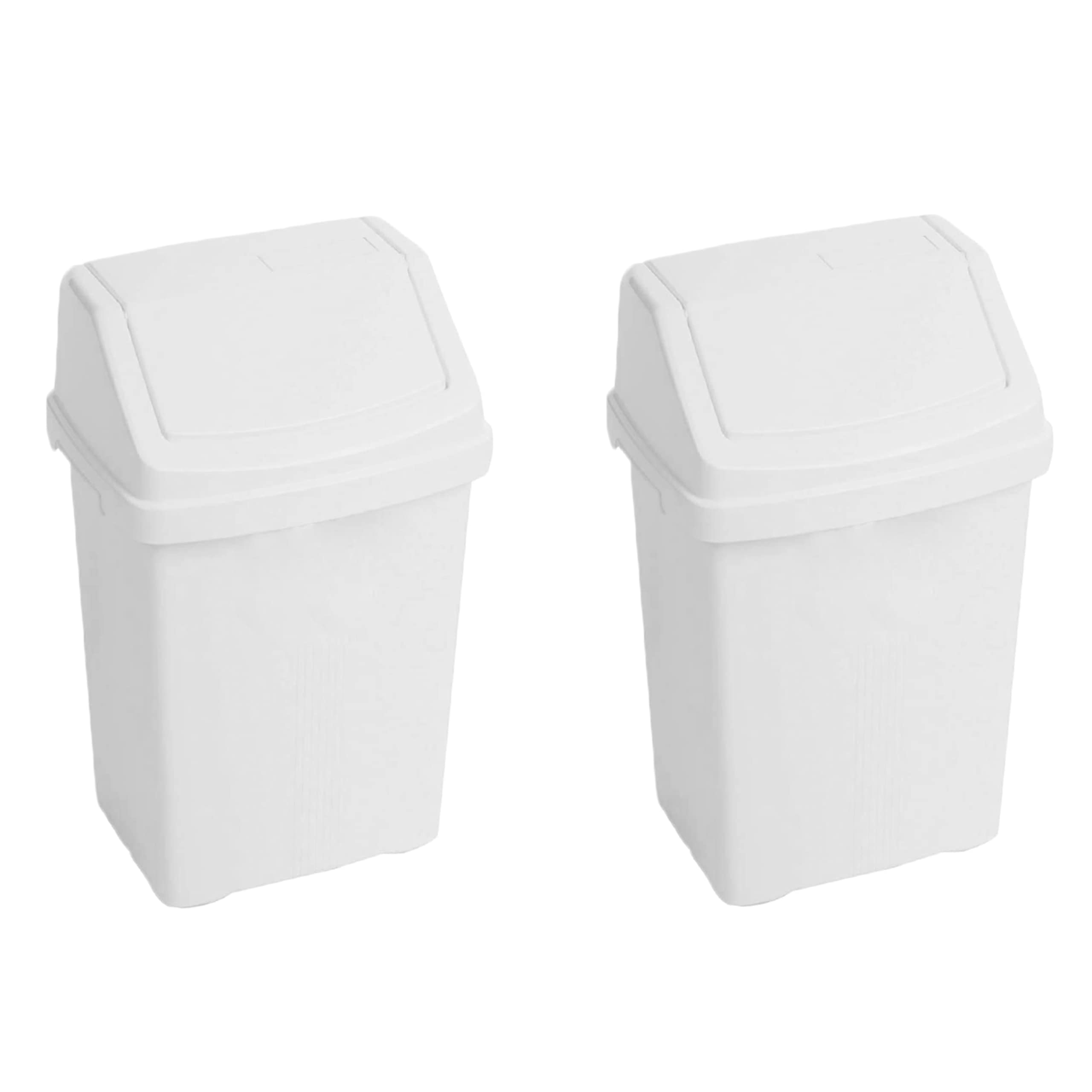 JMS we create smile (๐๐๐ญ ๐จ๐ ๐) Swing Bin Under Kitchen Cabinet Dust Bin Storage Bin Food Grade Plastic Swing Top Waste Rubbish Garden Compost Bin - Made in UK (Small (8 Litre), Ice White)