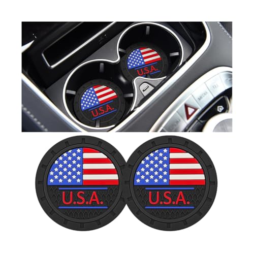 Set de 2 posavasos para copa de carro con bandera americana miniatura 1