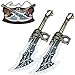[Viking Cutlery] Handmade Kratoo's Blades of Chaos real Metal,One Set of Two Bades of Chaos with Display Plaque Kratoos Metal Chain Sword 1:1 Replica for Cosplay Display Decor (Kratoos Blade Of Chaos)