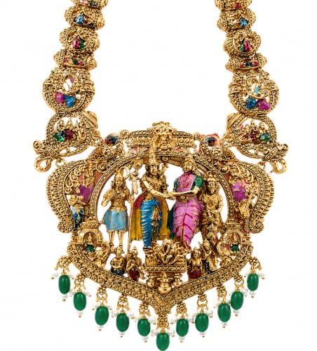 Image of Srinivasa Haram Matte Finish Necklace without earrings | Matte Finish, Temple Jewellery