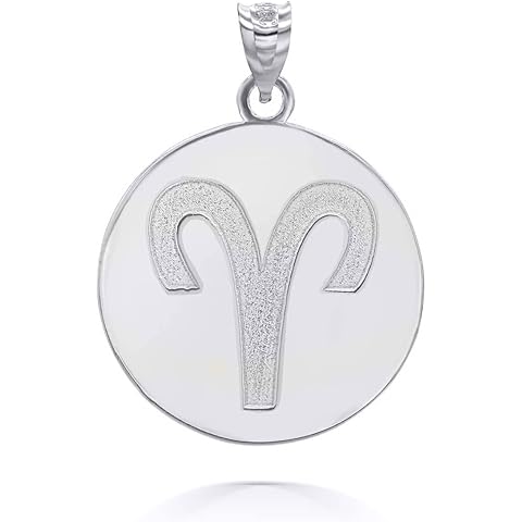 Certified 10K White Gold Zodiac Sign Horoscope Constellation Personalized Name Round Disc Pendant