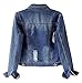 Kedera Jean Jackets for Women Fashion Ripped Distressed Casual Long Sleeve Denim Jacket Basic Button Down Jean Coat Winter Spring Autumn US 8-10(M) Dark Blue