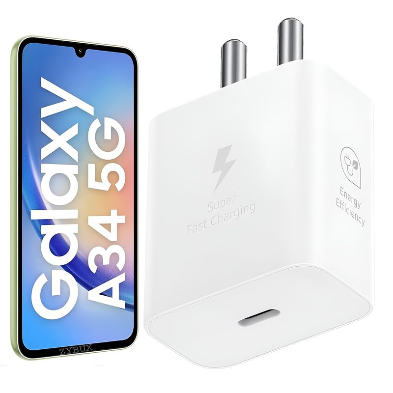 Image of 25W Gan Type-C Charger Compatible With Samsung A34 USB-C Super Fast 25 W Charging Speed Adapter For Galaxy M05 /A35 /M35 /F35 /A15 /M15 /F15 /S21 Fe /S23 Fe /S24 /S23 Pd Support Quick Charging Adaptor,White