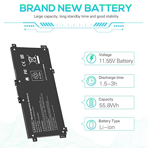 Image of ASUNCELL 55.8Wh LK03XL Battery L09281-855 916814-855 for HP Envy X360 15m-cn0xxx 15m-cp0xxx 15m-bp0xx 15m-bp1xx 15-bq2xx 15-cp0xxx 15-cn0xxx 15-cr0xxx 17-ae1xx 15T-CN 15M-cn0011dx 15m-cn0012dx, 11.55V